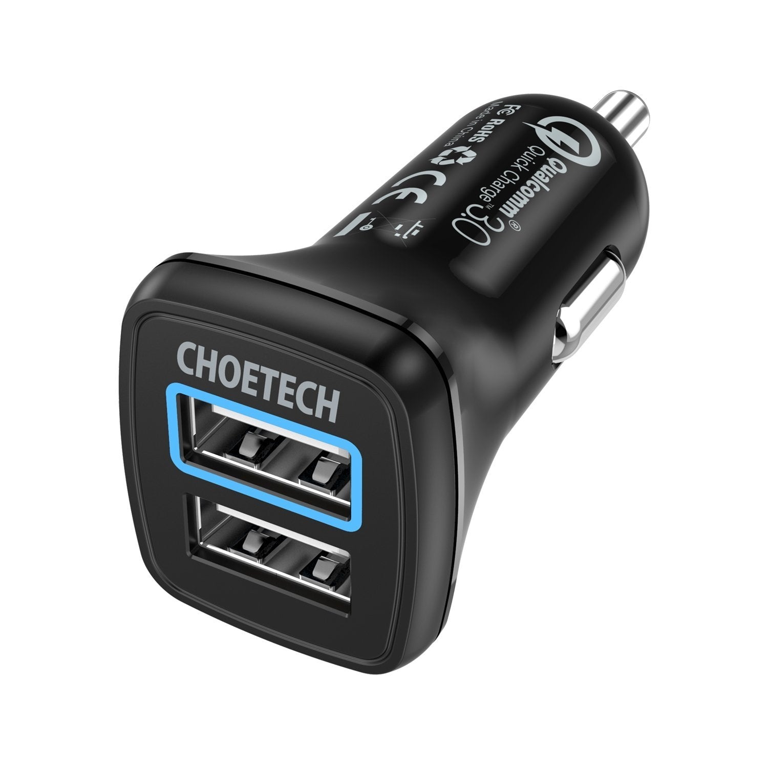 CHOETECH C0051 Quick Charge 3.0 Car Charger with dual USB ports for fast charging in vehicles.